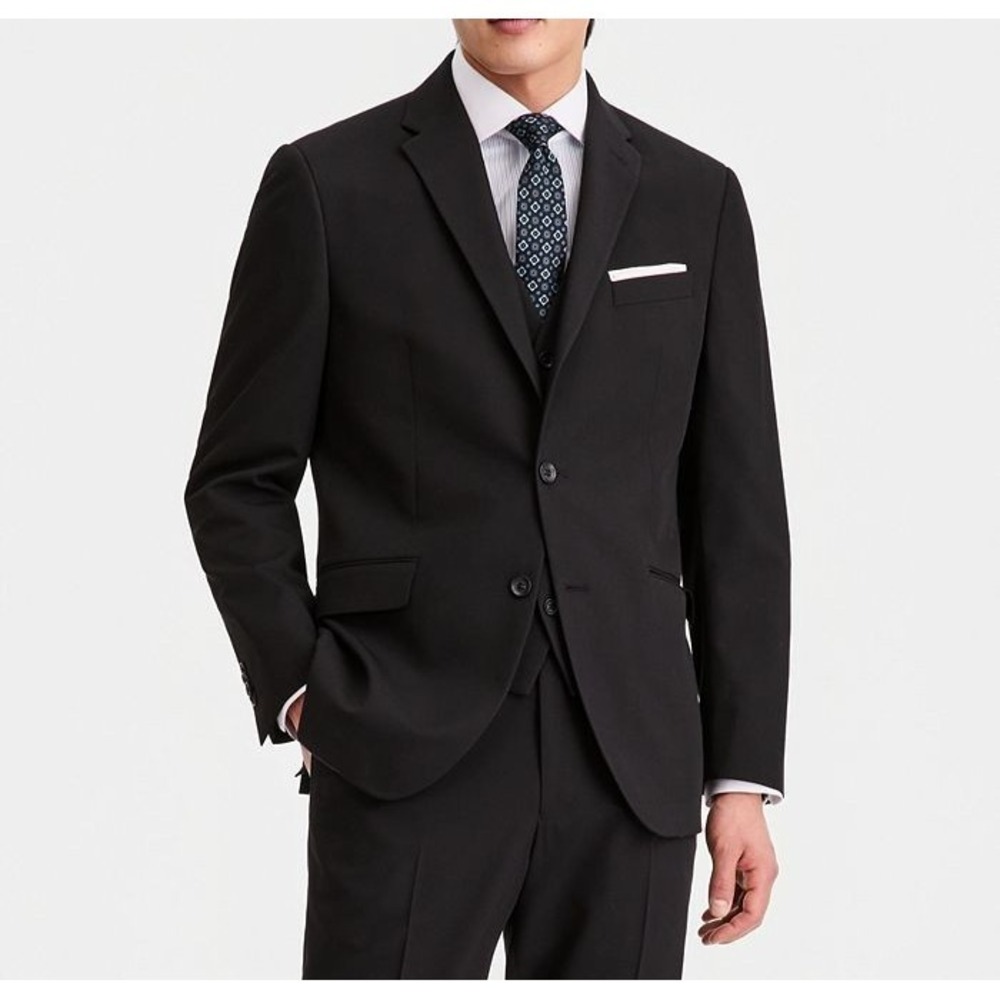 Kenneth Cole Reaction Mens Slim-Fit Suit Jacket 42L Black